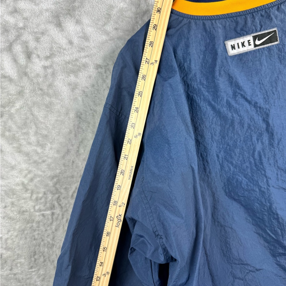 Vintage Nike Big Swoosh Windbreaker Pullover Pockets Navy Mens Large 90s Ribbed - Picture 16 of 16